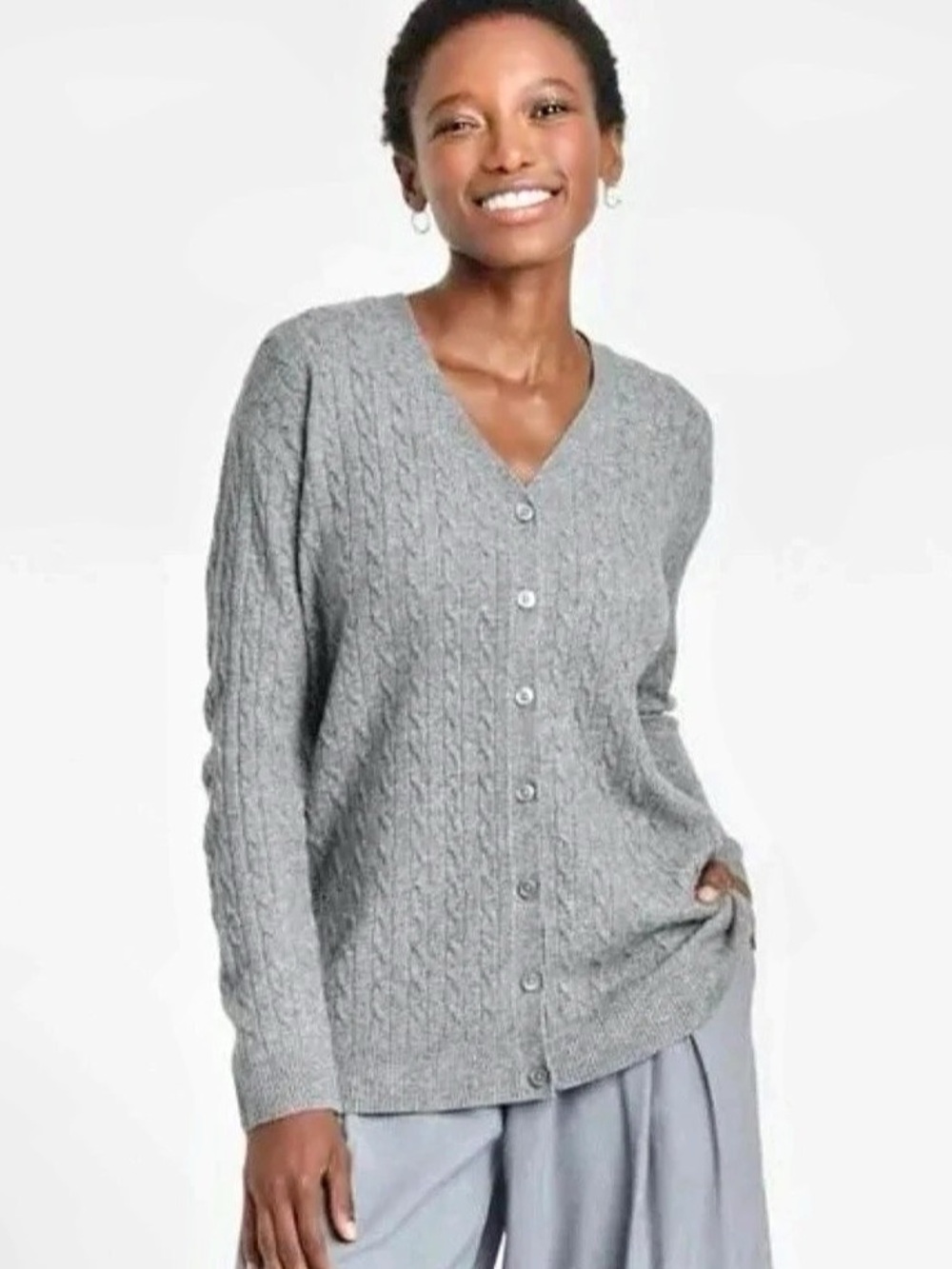 A New Day Cable Knit Cardigan in Gray Size Medium NWT